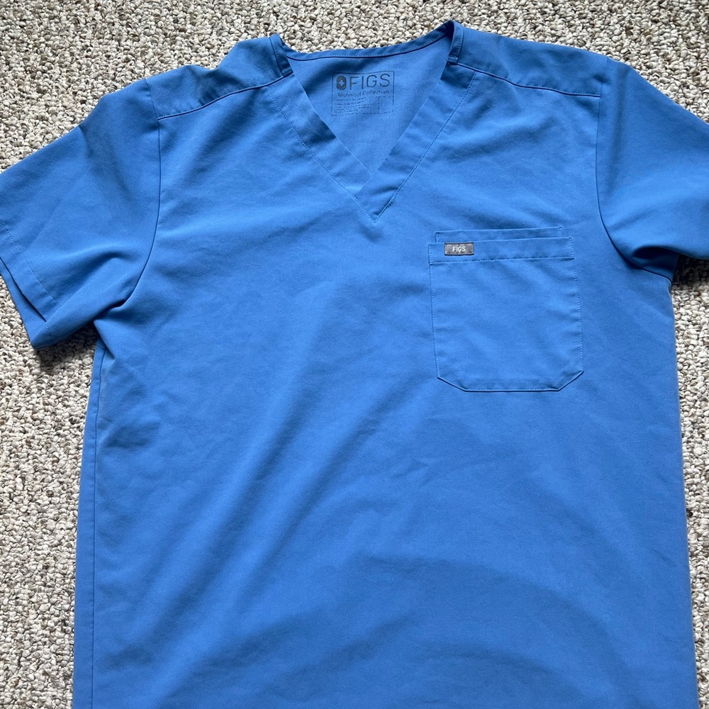 FIGS Blue V-Neck Scrub Top